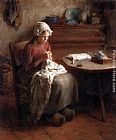 Bernard Jean Corneille Pothast Famous Paintings - The Young Seamstress